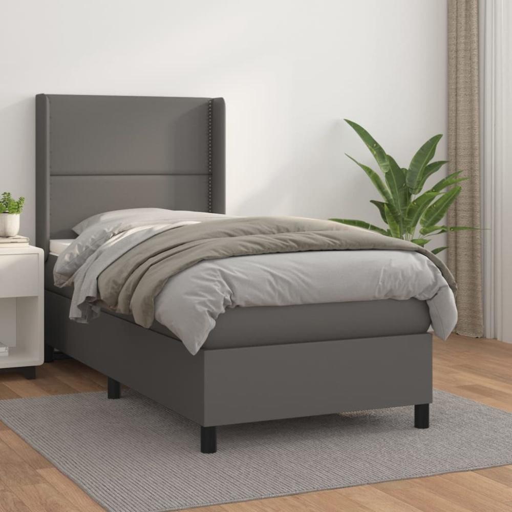 vidaXL Boxspringbett mit Matratze Grau 100x200 cm Kunstleder 3132427 Bild 1