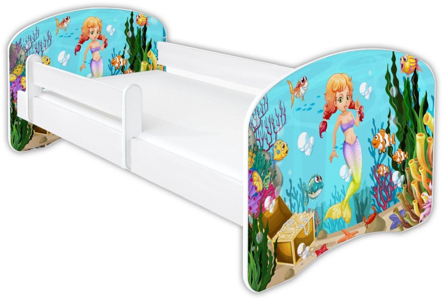 Clamaro 'Schlummerland 2021' Kinderbett 80x180 cm, Meerjungfrau Schatz, inkl. Lattenrost, Matratze und Rausfallschutz (ohne Schublade) Bild 1