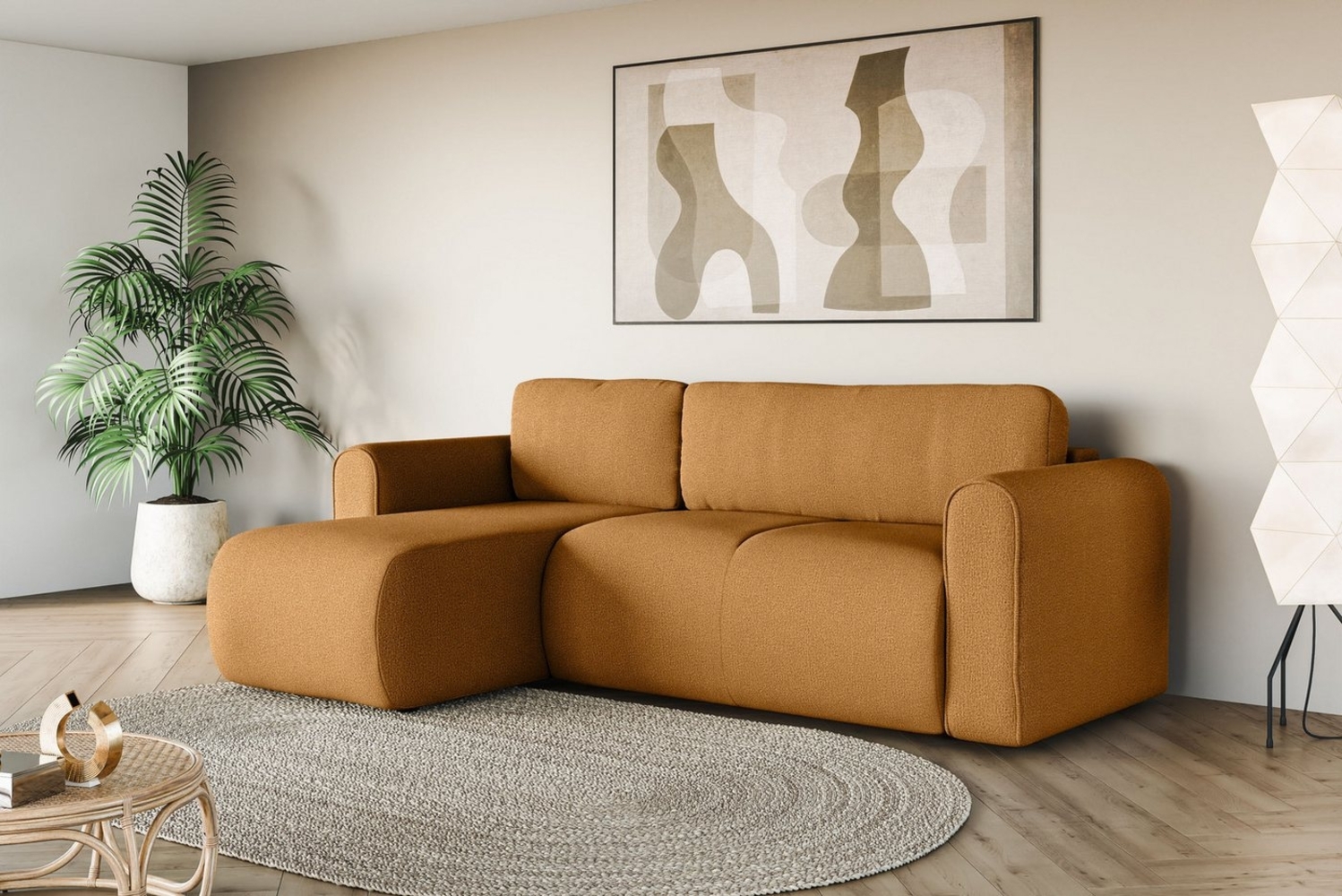 INOSIGN Ecksofa Ecksofa Zacharia wahlweise mit Bettfunktion, BxTxH 250 x 166 x 86 cm, L-Form mit Wellenunterfederung, Recamiere beidseitig montierbar Bild 1