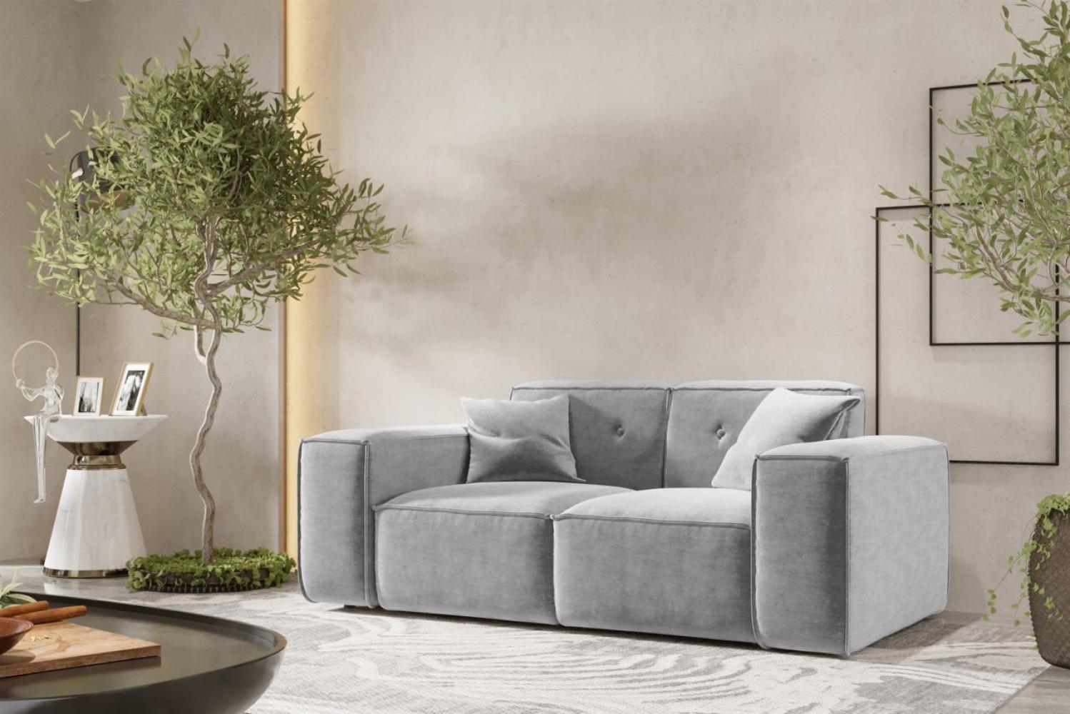 Sofa Designersofa CESINA 2-Sitzer in Stoff Perfect Harmony Grau Bild 1