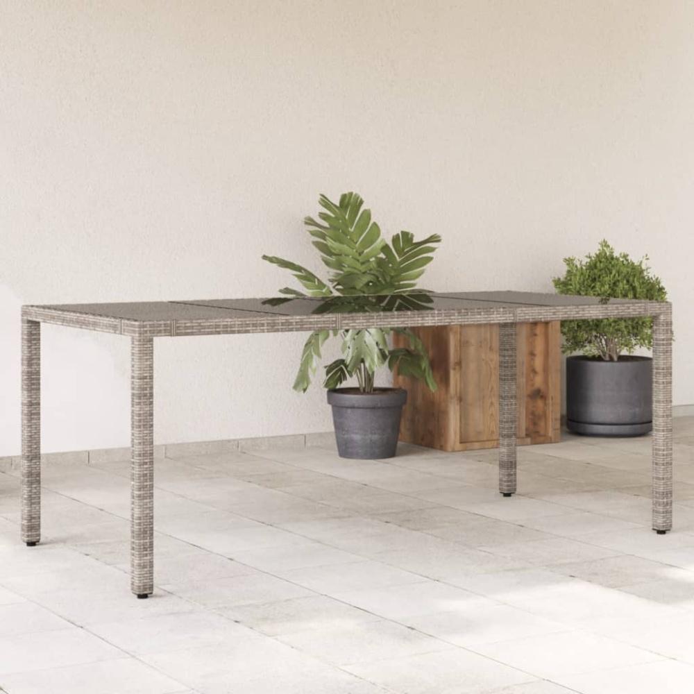 vidaXL Gartentisch mit Glasplatte Grau 190x90x75 cm Poly Rattan 365594 Bild 1