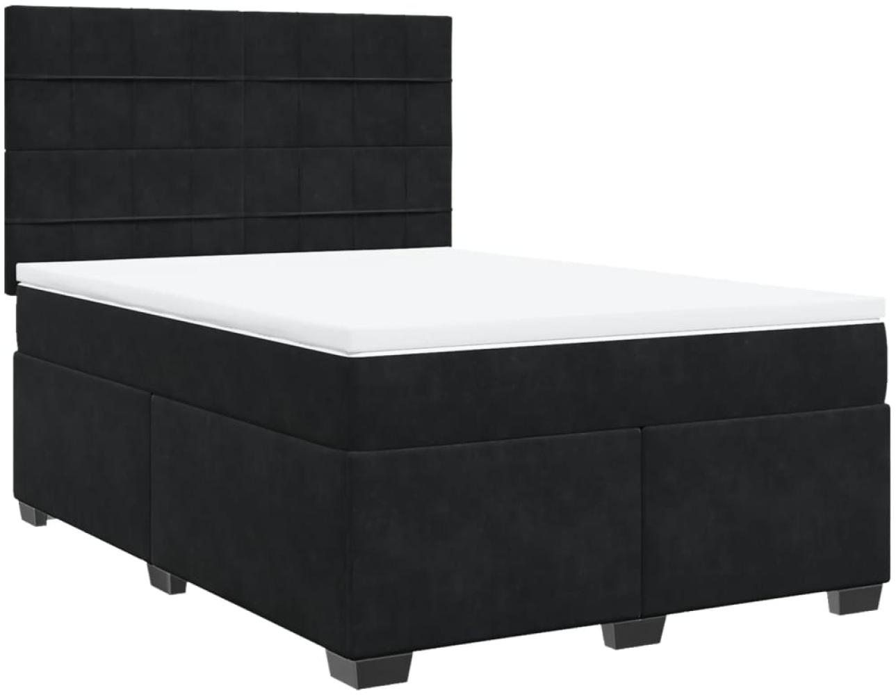 vidaXL Boxspringbett mit Matratze Schwarz 140x190 cm Samt 3290908 Bild 1
