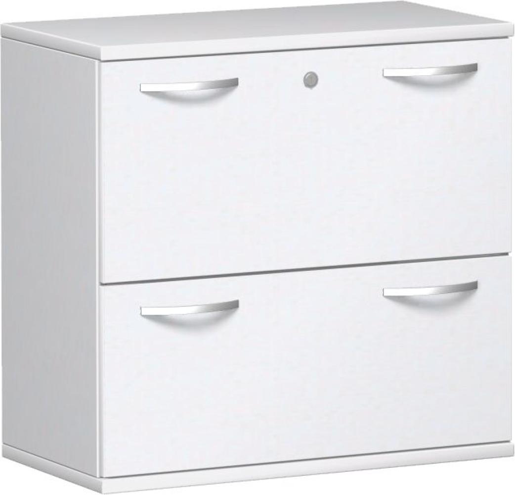 Registraturschrank, 2 Hängeregistraturen, 80x42x77cm, Weiß Bild 1