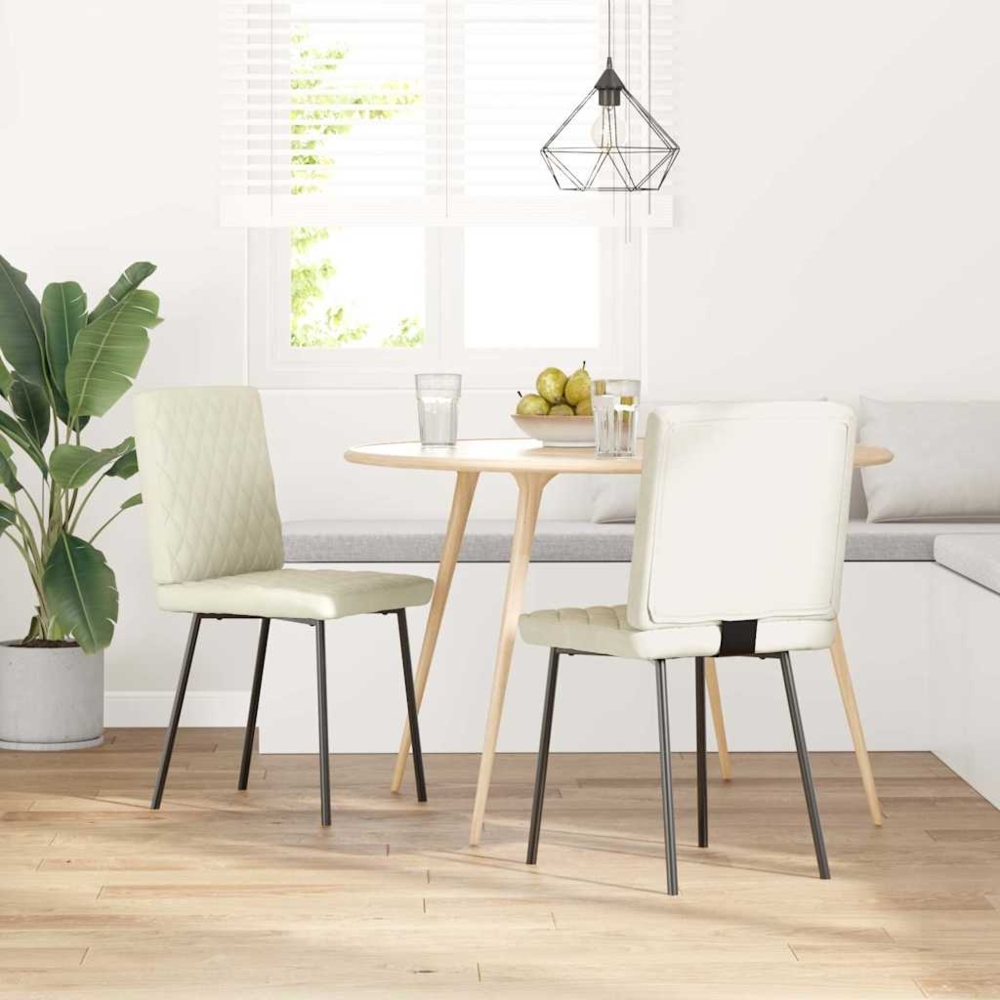 vidaXL Esszimmerstühle 2 Stk. Creme Samt 4101112 Bild 1