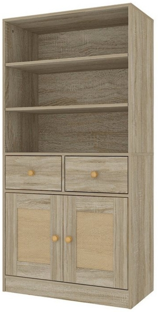 FUFU&GAGA Vorratsschrank Vorratsschrank mit Rattantüren, Beige, MDF, 60×29,7×120 cm Bild 1