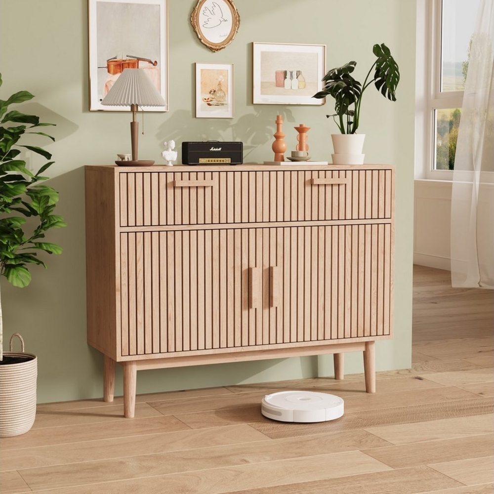 PXloue Sideboard Kommode mit 6 Schubladen, Modernes Sideboard mit 2 Schubladen und 2 Türen, Breite 100 cm Bild 1