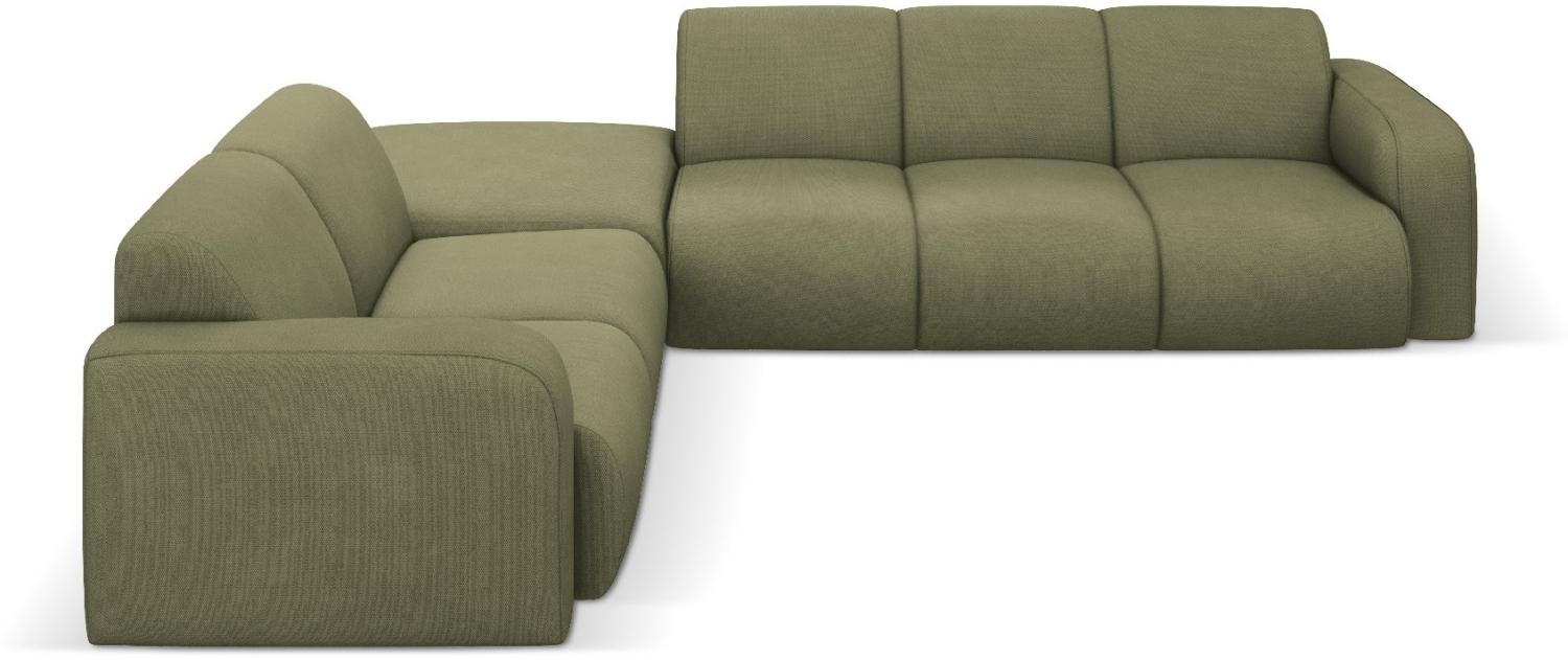 Micadoni Boucle Ecksofa Molino 6-Sitzer Links Strukturierter Stoff Hellgrün Bild 1