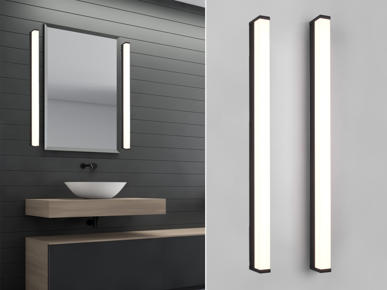LED Badezimmer Wandleuchten 2er Set in Schwarz - Spiegelleuchten, Breite 80cm Bild 1