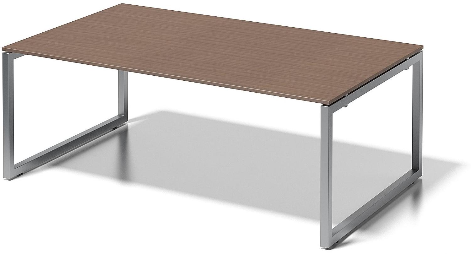 Cito Chefarbeitsplatz/Konferenztisch, 740 mm höhenfixes O-Gestell, H 19 x B 2000 x T 1200 mm, Dekor nußbaum, Gestell silber Bild 1