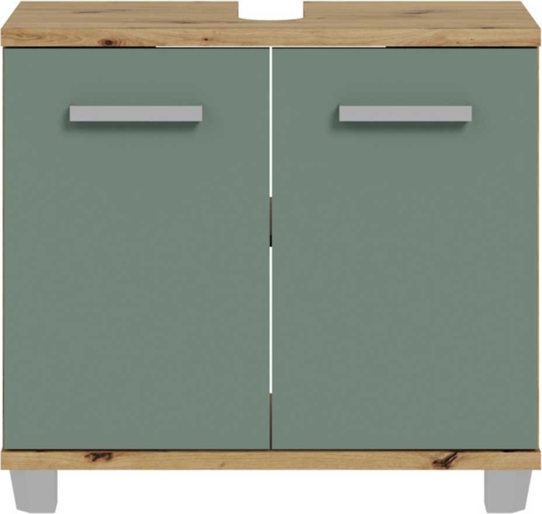 Waschbeckenunterschrank Venus / Veris, Holzwerkstoff, Grün, Holzfarben, 62 x 69 x 35 cm Bild 1