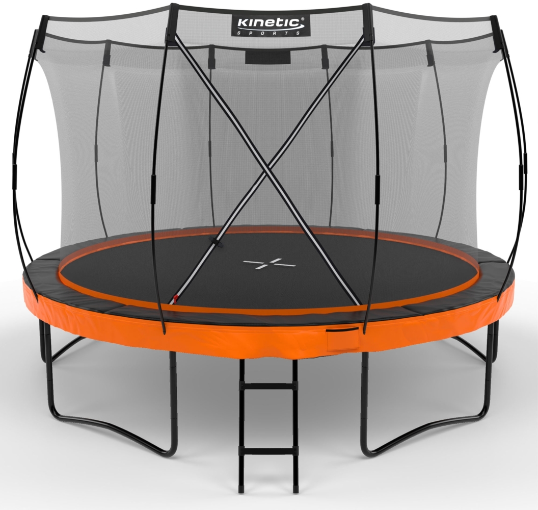 KINETIC SPORTS Premium Outdoor Trampolin 'Ultimate Pro' für Kinder und Erwachsene Ø 244/305/366/427 cm – Kürbis-Design, AirMAXX Sprungtuch, mit Leiter, Fieberglas, bis zu 160 kg Bild 1