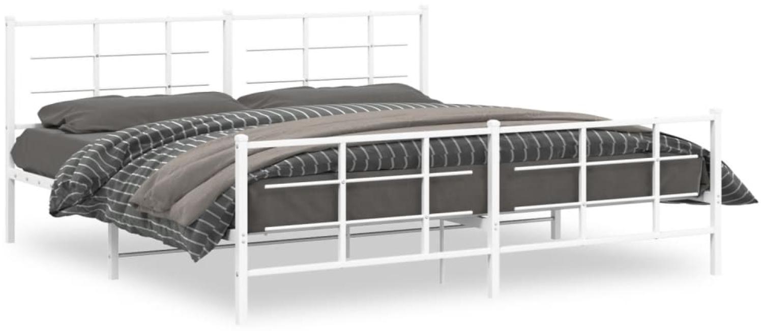 vidaXL Bettgestell mit Kopf- und Fußteil Metall Weiß 200x200 cm 355635 Bild 1