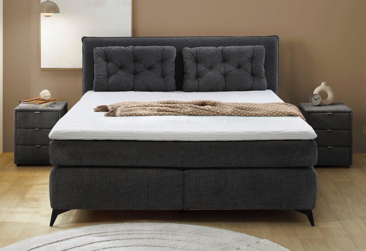Jockenhöfer Gruppe Boxspringbett Chalet, inklusive Kissen, Wende-Bonell-Federkern-Matratze (H2/H3), PU-Schaum Topper Bild 1