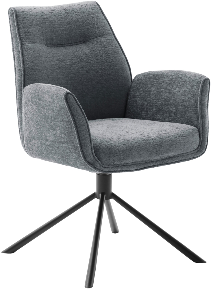 DIVERIA 4-Fuß Stuhl mit Armlehnen - 2er Set - Anthrazit / Schwarz matt lackiert Bild 1