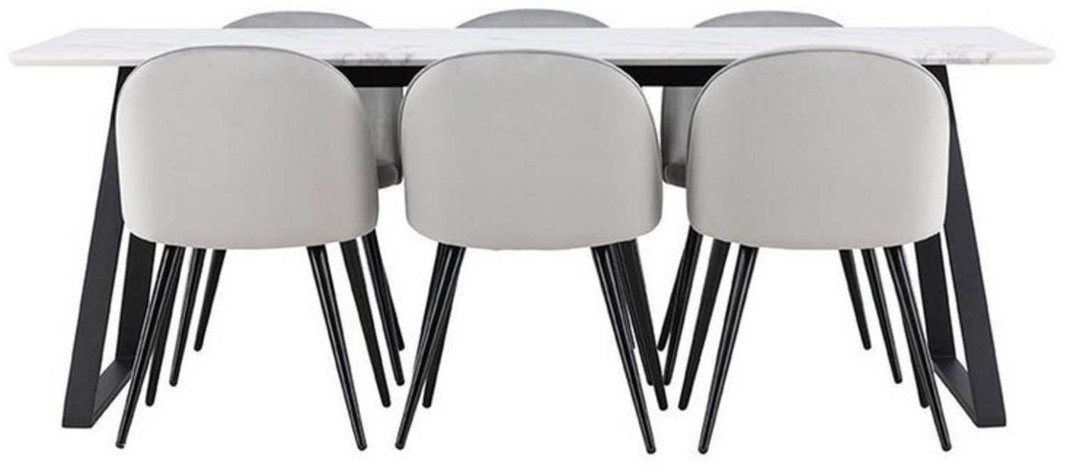 ebuy24 Essgruppe Malaga Essgruppe Esstisch 90x200cm weiß und 6 Skag, (7-tlg) Bild 1