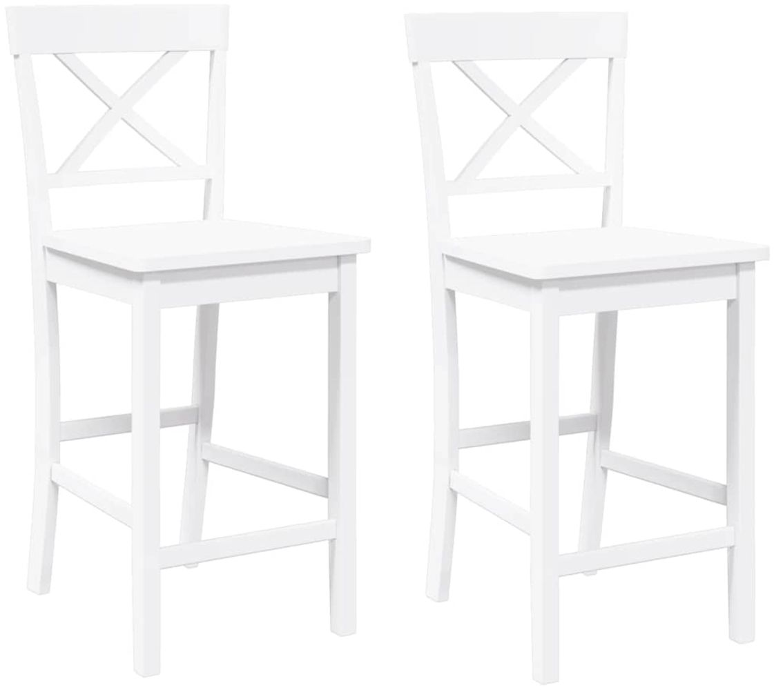 vidaXL Barhocker 2 Stk. Weiß Massivholz Gummibaum 4102553 Bild 1