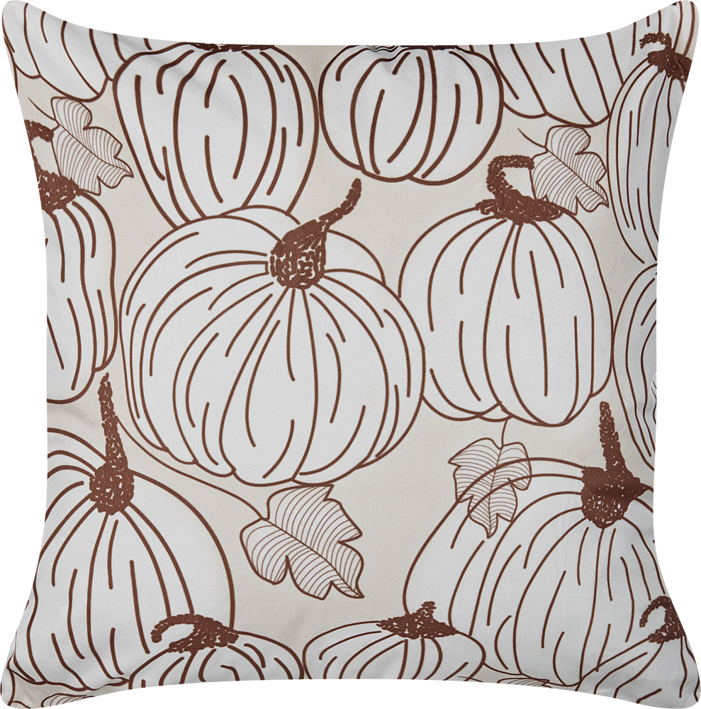 Dekokissen GOURD Samtstoff 45 x 45 cm Pflanzenmuster Beige Bild 1