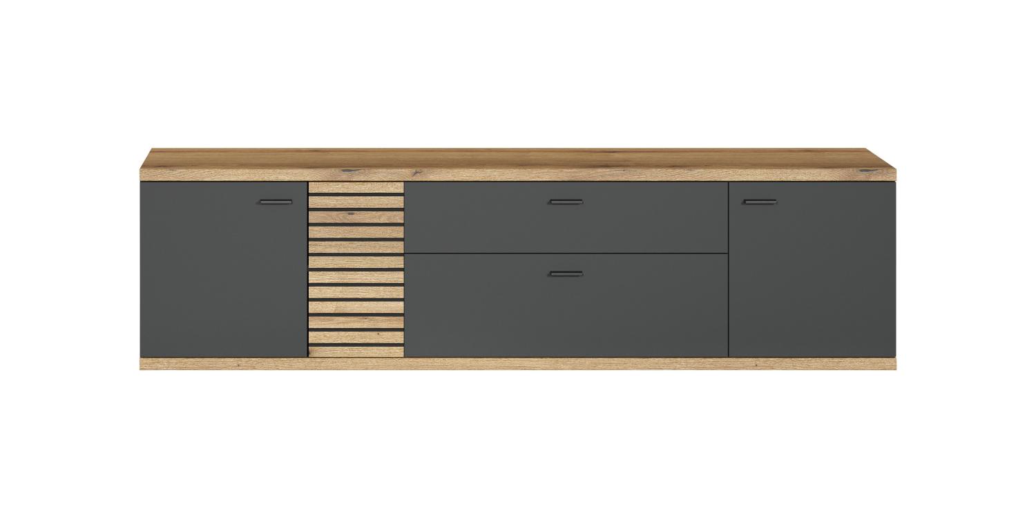 TV-Lowboard Norris in grau und Eiche Evoke 200 cm Bild 1