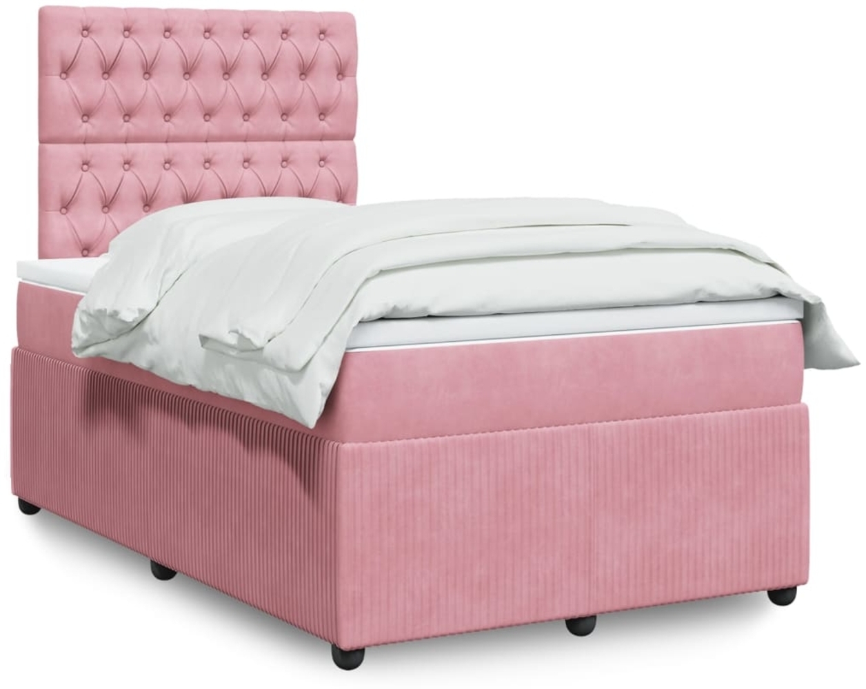 vidaXL Boxspringbett mit Matratze Rosa 120x190 cm Samt 3294597 Bild 1