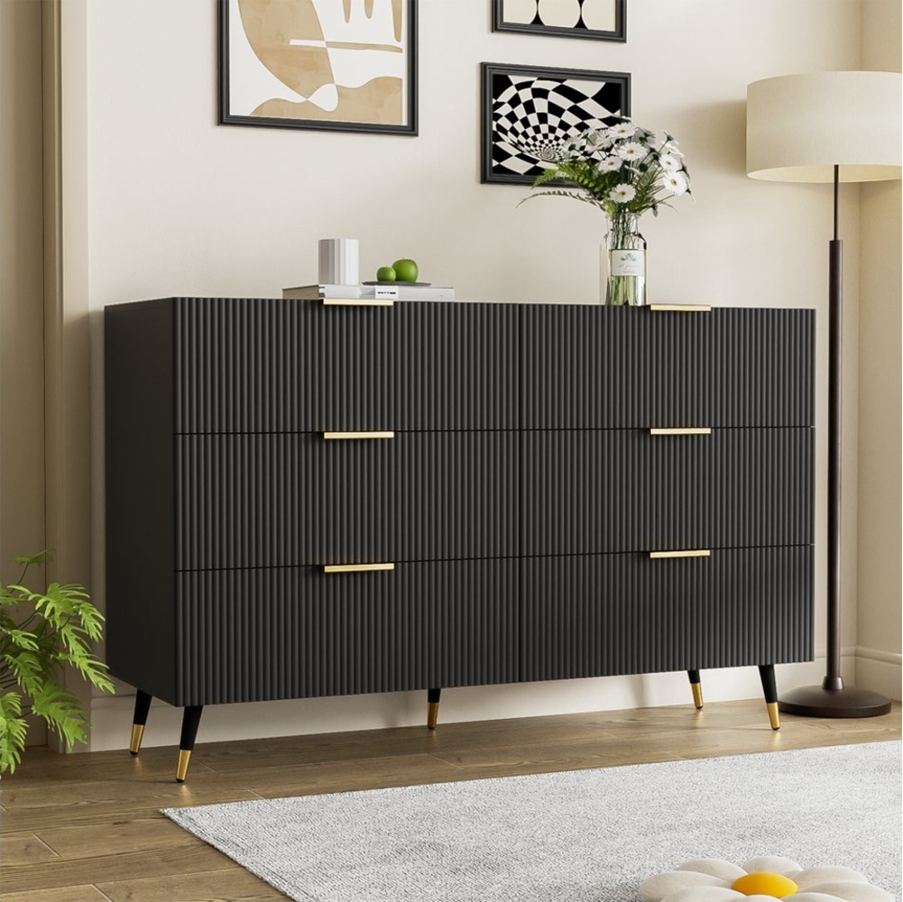 Refined Living Sideboard Kommode Anrichte Lagerschrank mit Schubladen Schuhschrank (1 St. 120*77*40cm, Mit 6 Schublade, mit Metallfüße Goldene Griffe modernem Design), viel Stauraum Bild 1