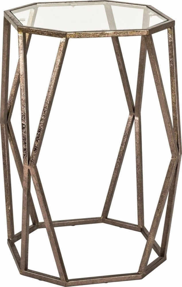 Beistelltisch Glas/ Metall antikbronze, ca. 37x37 cm Bild 1