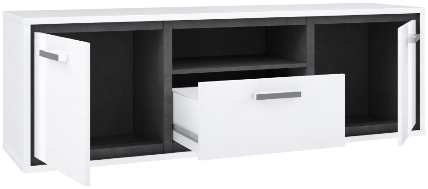 TV-Unterschrank RIGMOR in weiß Hochglanz und dunkelgrau Bild 1