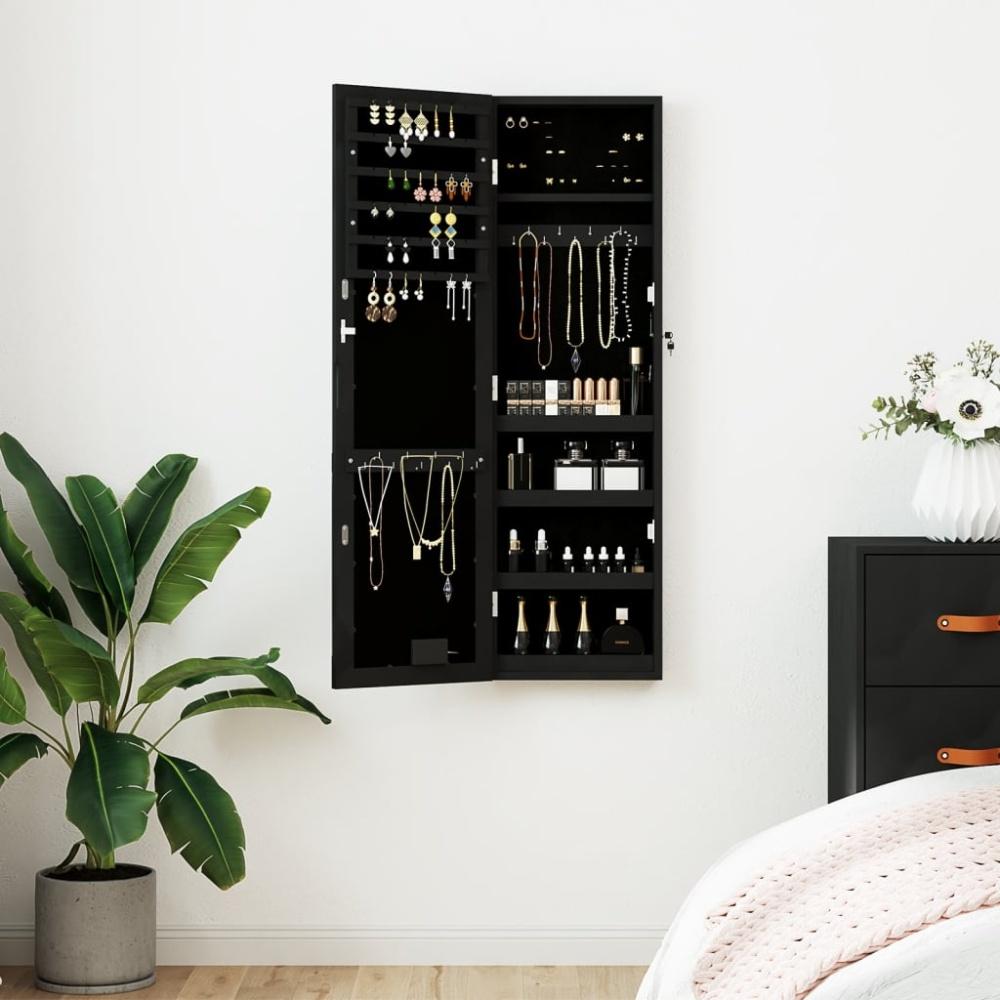 vidaXL Spiegel-Schmuckschrank mit LED-Beleuchtung Wandmontage Schwarz 353254 Bild 1