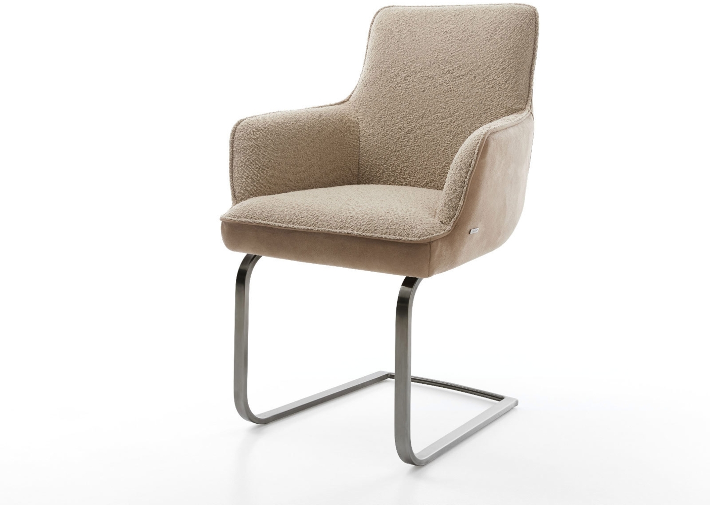 Freischwinger Heira-Flex mit Armlehnen Materialmix Schlamm Freischwinger flach Graphit Taschenfederkern Bild 1