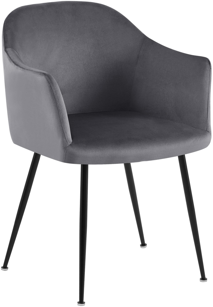 Esszimmerstuhl CILIS - Samt Dunkelgrau 57x58x80 cm | Essstühle Esszimmerstühle Küchenstühle Wohnzimmerstühle Bild 1