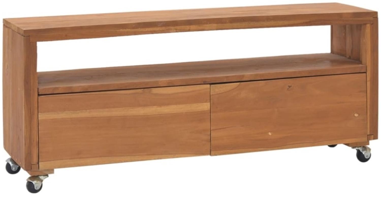 vidaXL TV-Schrank mit Rollen 110 x 30 x 40 cm Massivholz Teak Bild 1