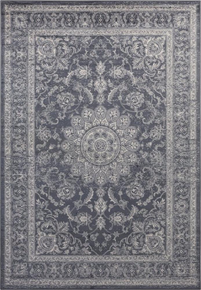 Orientalischer Samt Teppich Täbris - 160x230x0,3cm - antrazit, silber Bild 1