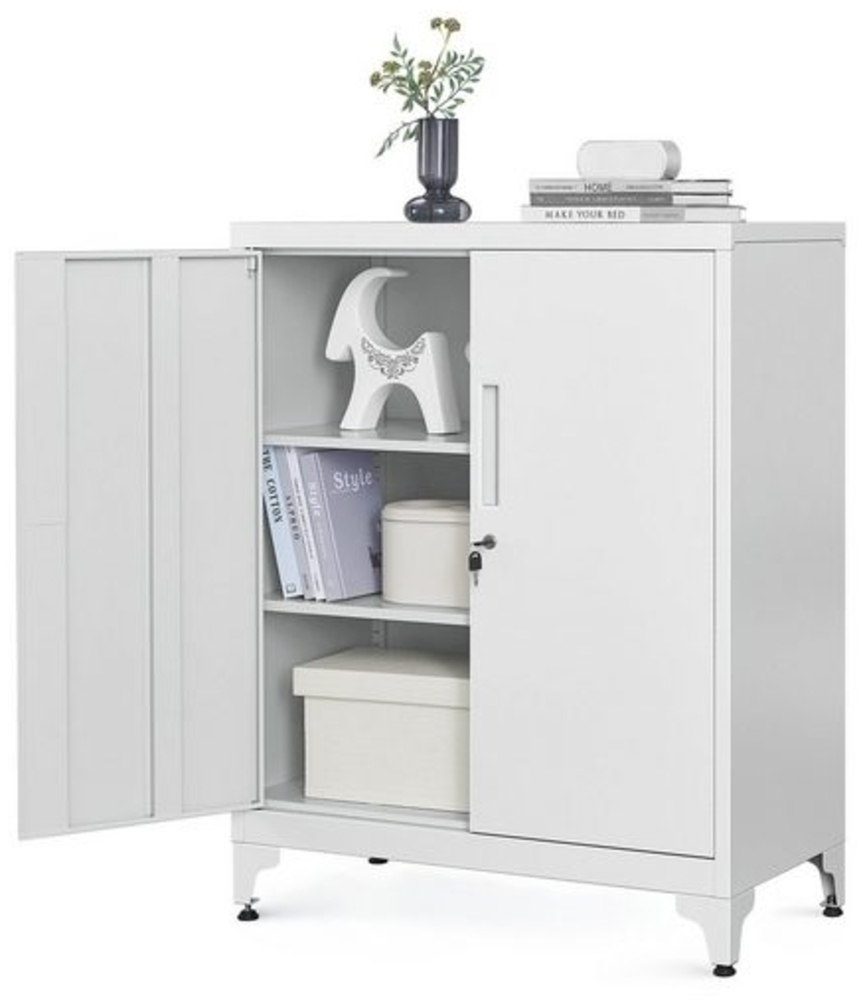 Songmics Aktenschrank, Mehrzweckschrank, Büroschrank mit 2 Türen, Stahl, Grau, 40 x 80 x 90 cm Bild 1