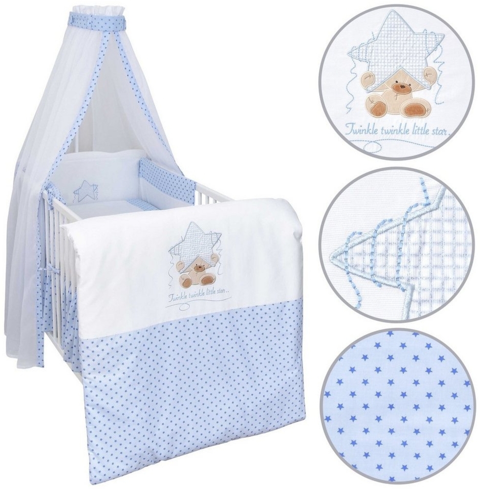 Baby-Delux Babybettwäsche Baby Bettwäsche Set 4-Tlg. Nestchen Chiffonhimmel, Baumwolle, 4 teilig, Bettset für Babybetten 140x70 & 120x60 verschiedene Designs Bild 1