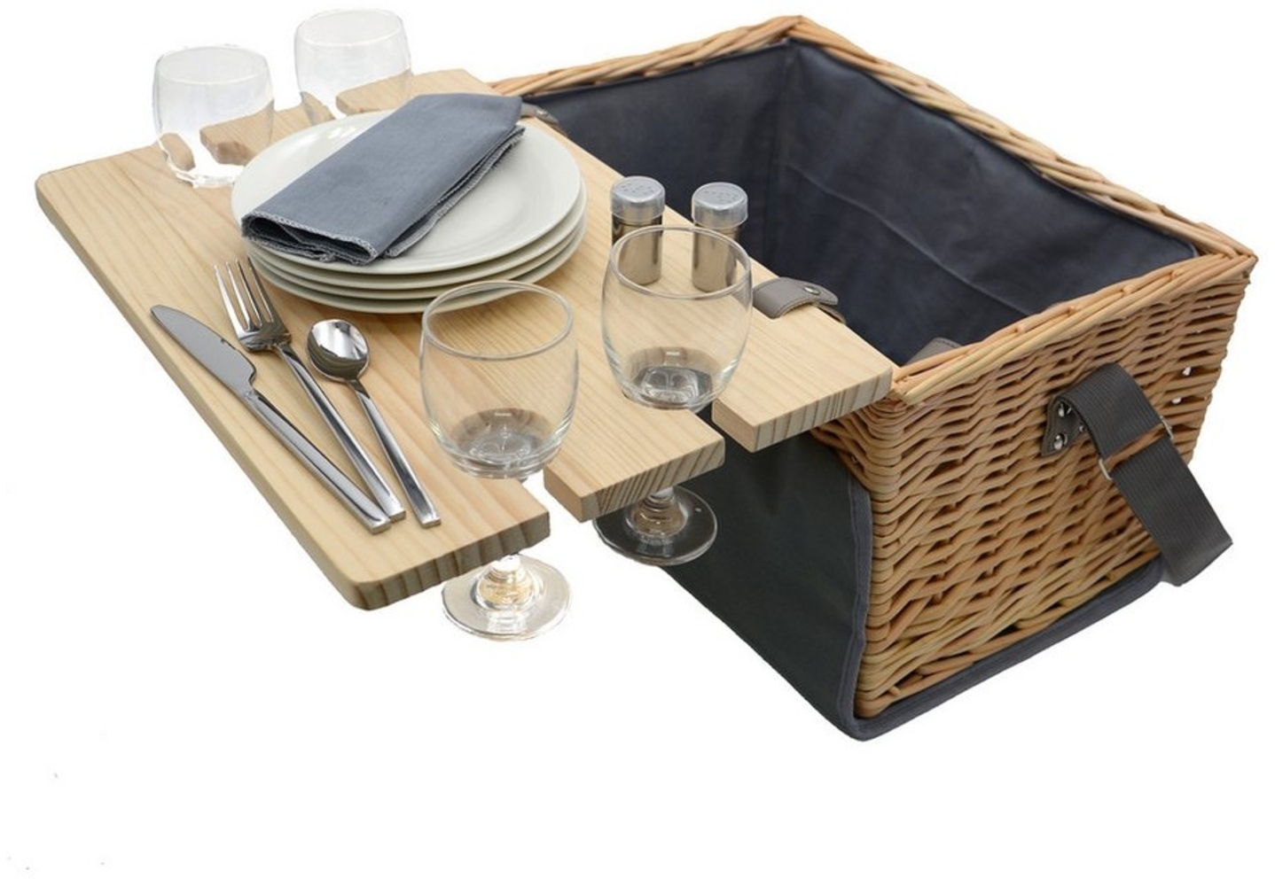 UNUS GARDEN Picknickkorb Weiden-Picknickkorb (41x29x24 (BxTxH), 4-Personen 33-teiliges Komplettset Serviertisch Picknickdecke Geschirr Bild 1