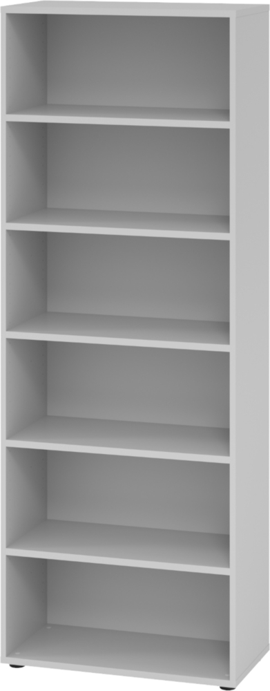 bümö Regal grau, Standregal aus Holz für 6 Ordnerhöhen - Bücherregal 80 cm breit, Aktenregal für Ordner & Bücher, Büroregal, Holzregal, Ordnerregal, Aufbewahrungsregal, Buchregal, 968RE-5 Bild 1