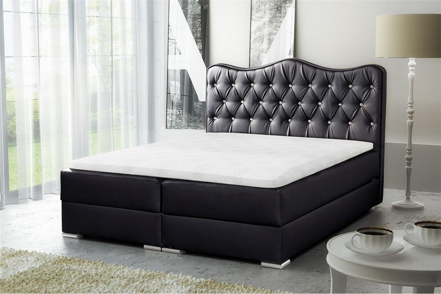 Boxspringbett SULTAN Kunstleder Schwarz 200x200cm Bild 1