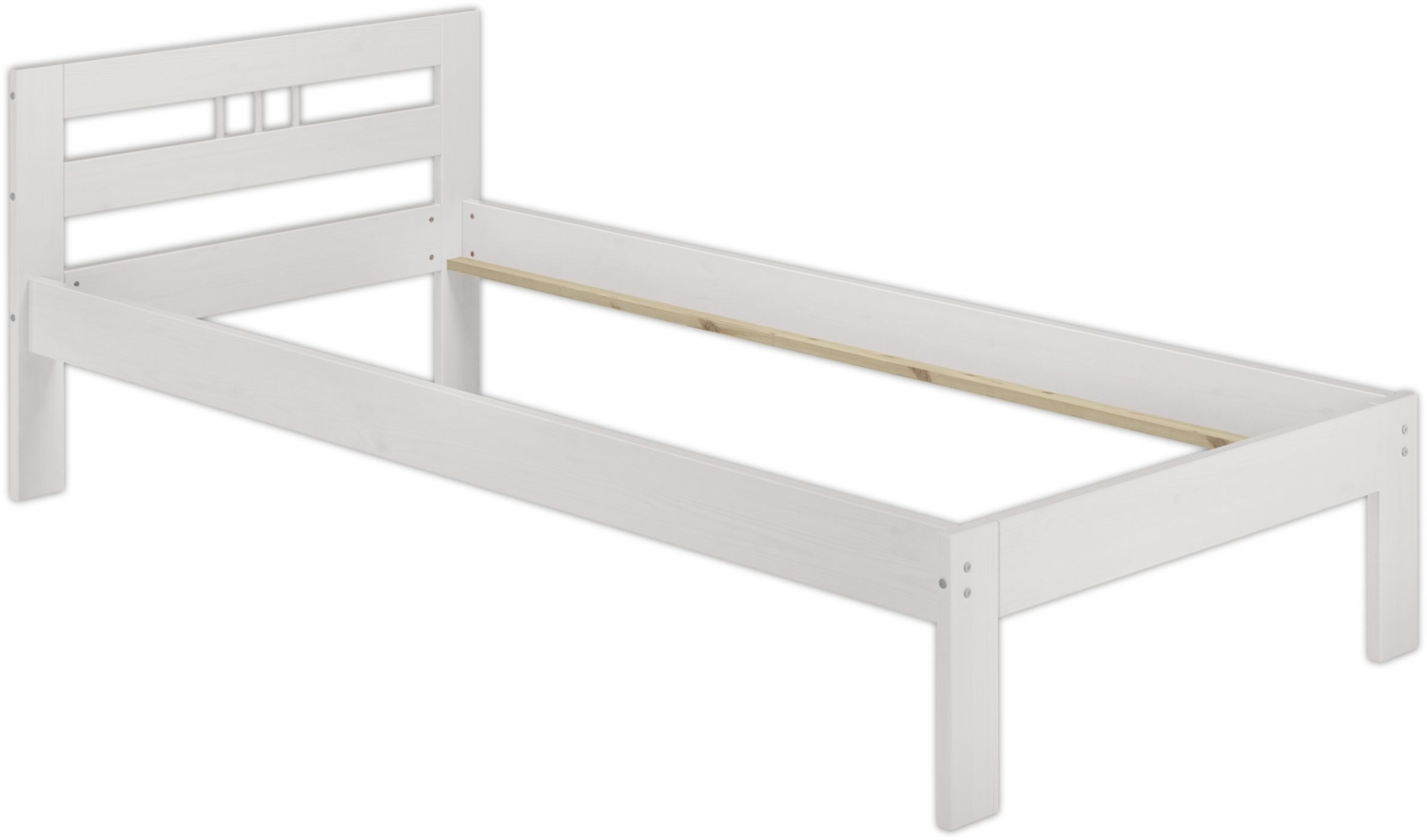 Erst-Holz Einzelbett 90x200 cm, inkl. Rollrost, weiß Bild 1