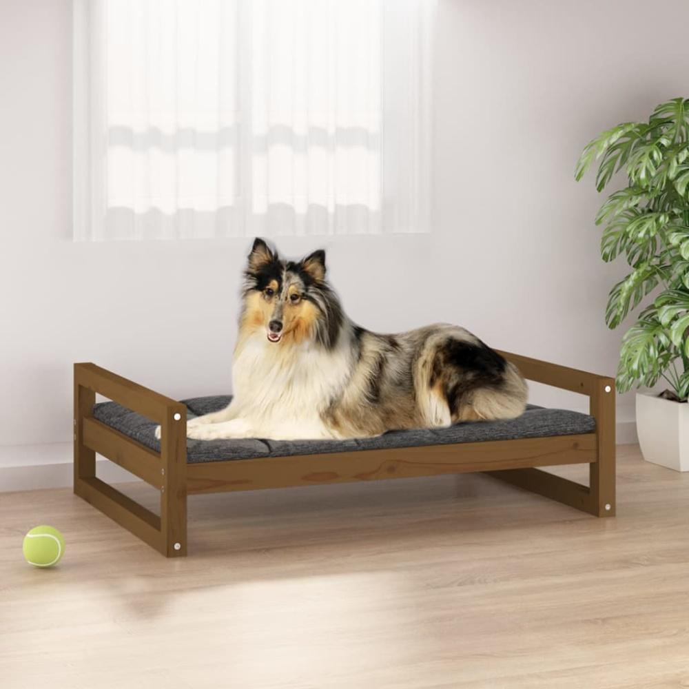 vidaXL Hundebett 95,5x65,5x28 cm Massivholz Kiefer, Honigbraun Bild 1