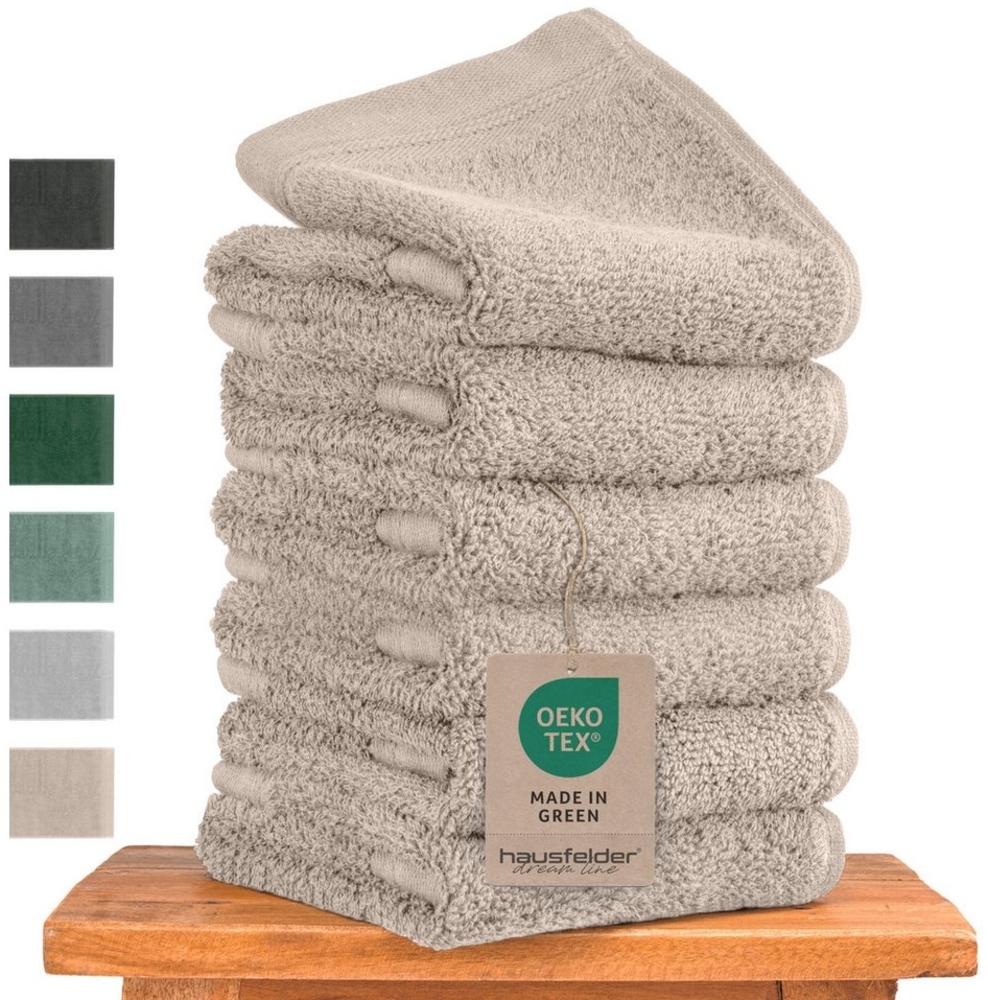 Hausfelder Handtücher Gästehandtücher (Beige, 6 Gästehandtücher 50x30cm), (Set, 6-St), Mit Aufhängeschlaufen, 100% Baumwolle, weich, saugfähig, Uni-Farben Bild 1
