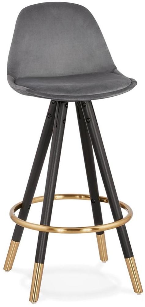 Kadima Design Polsterhocker Velours | 41 cm Sitzfläche | Metallakzente, hohe Lehne, mittelhoher Sitz | grau | Thekenstuhl Bild 1