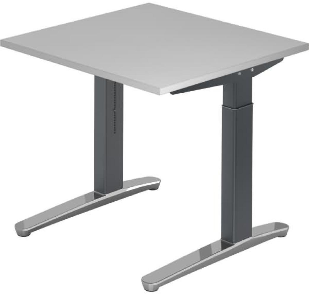 'XB08' Schreibtisch, C-Fuß, 80x80 cm, Grau/Graphit, poliert Bild 1