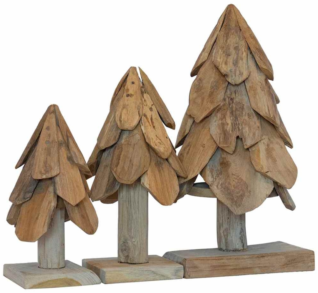 vidaXL Weihnachtsbaum mit Ständer 3 pcs Braun Massivholz Teak 42017942 Bild 1