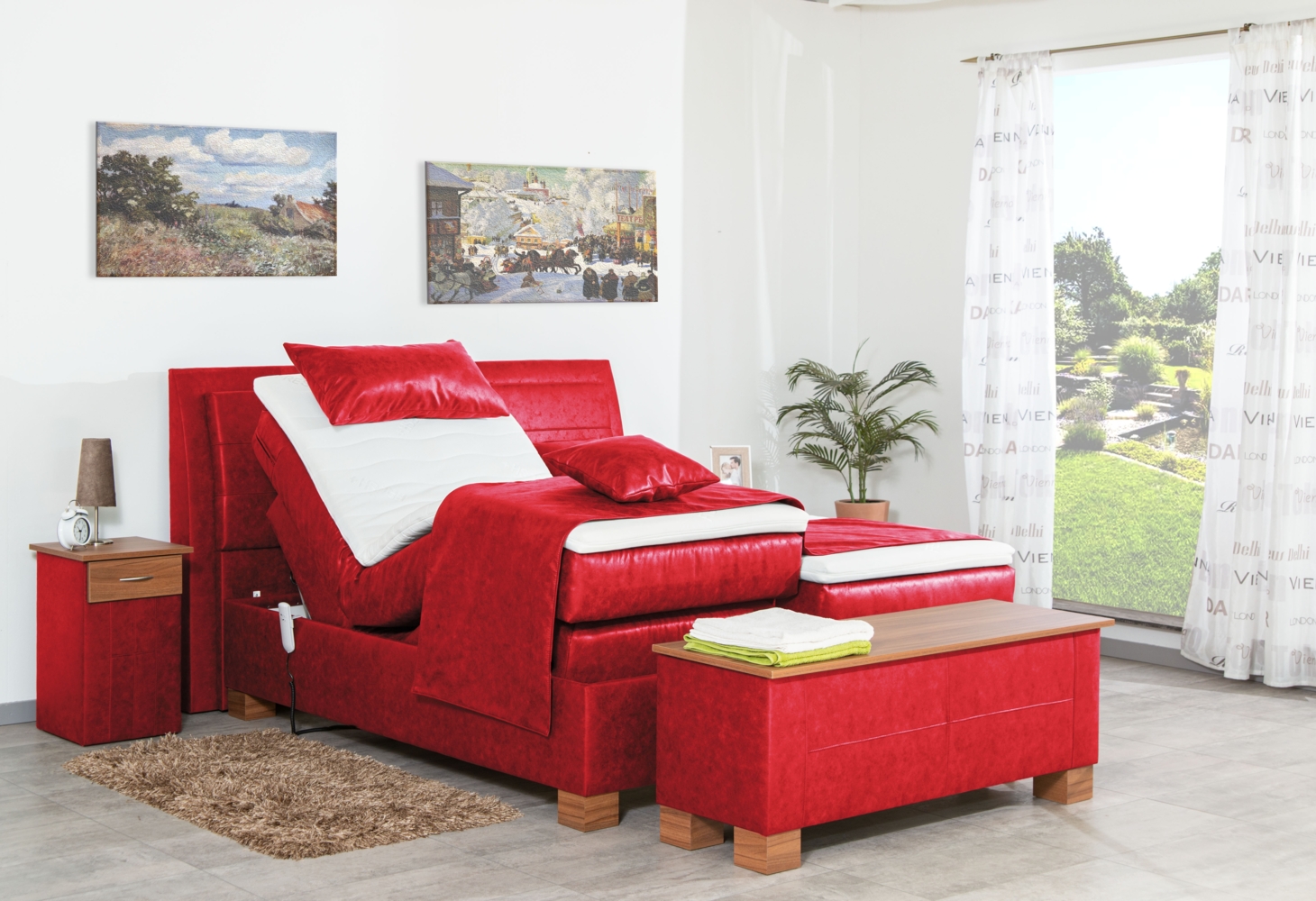 Meisterbetten Boxspringbett Like 200x220 in MS-Red, Matratzenbezug Nano, Ergoflex-Topper Bild 1