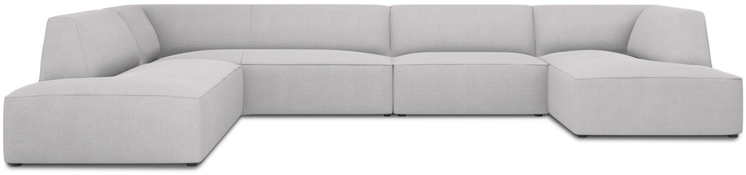 Micadoni 7-Sitzer Panorama Ecke links Sofa Ruby | Bezug Light Grey | Beinfarbe Black Plastic Bild 1