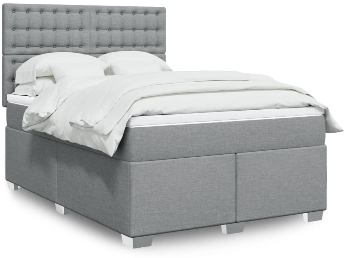 vidaXL Boxspringbett mit Matratze Hellgrau 140x190 cm Stoff 3292797 Bild 1