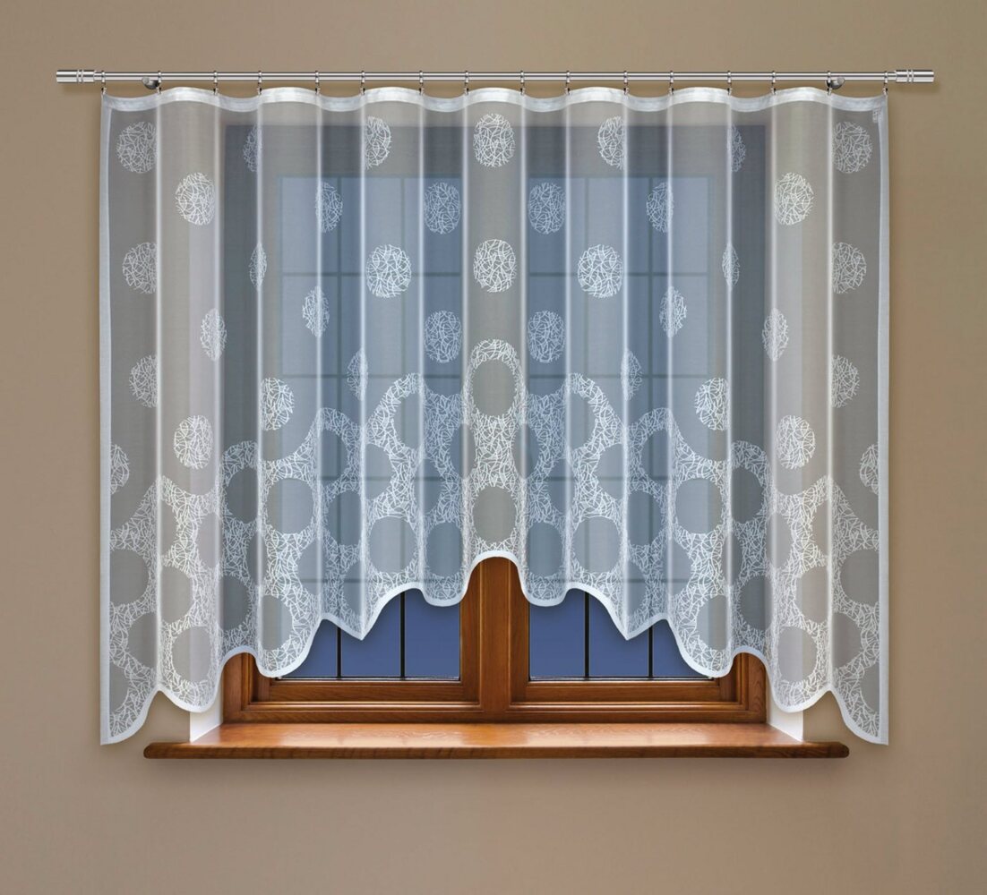 HAFT Gardine KREISE, halbtransparent, Jacquard-Stoff, Kräuselband, Store Bild 1