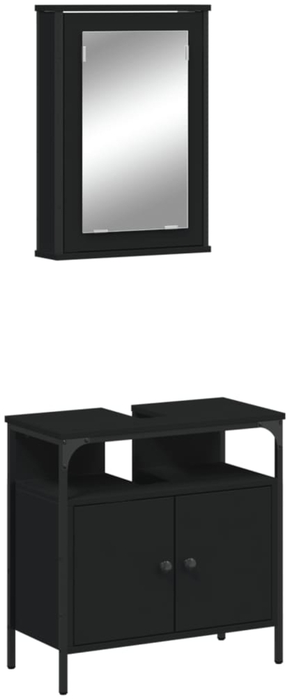 vidaXL 2-tlg. Badmöbel-Set Schwarz Holzwerkstoff 3214775 Bild 1