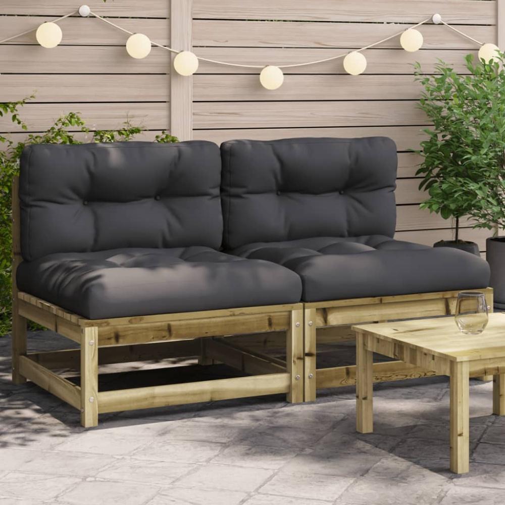 vidaXL Gartensofas ohne Armlehnen mit Kissen 2 Stk. Kiefernholz 838092 Bild 1