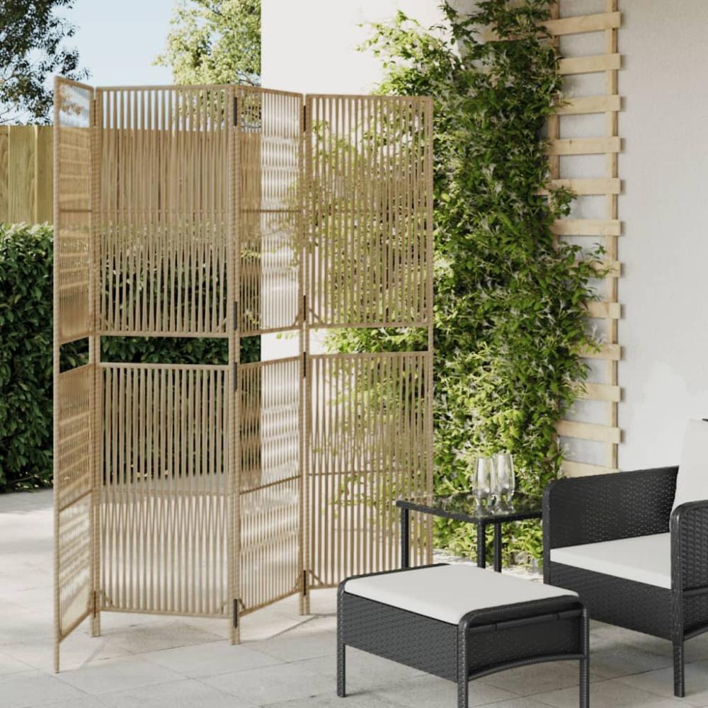 vidaXL Paravent 4-tlg. Beige Poly Rattan 365379 Bild 1