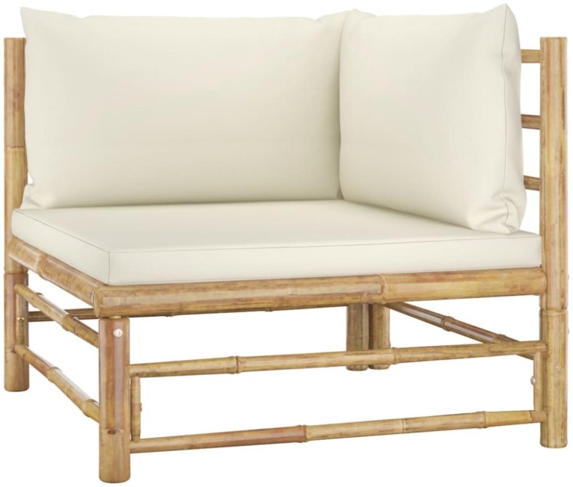 vidaXL Garten-Ecksofa mit Kissen Cremeweiß Bambus 313145 Bild 1